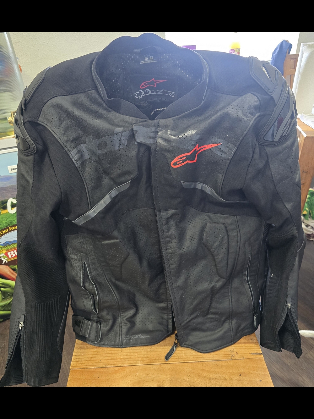 Alpinestars Men's Black Motorcycle Jacket with Red Logo